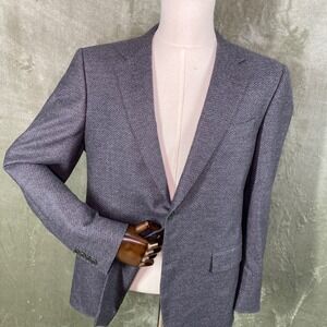 Canali Blazer Mens 50 Gray Geometric Wool Tweed Sport Coat Jacket Made In Italy